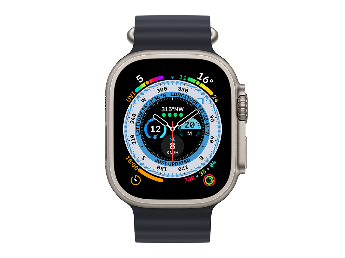 Apple Watch Ultra GPS + Cellular 49mm Titanium Case with Midnight Ocean Band