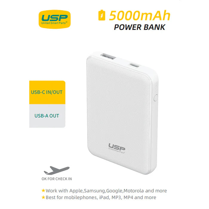 USP Power Bank 5000 mah White (Mini)