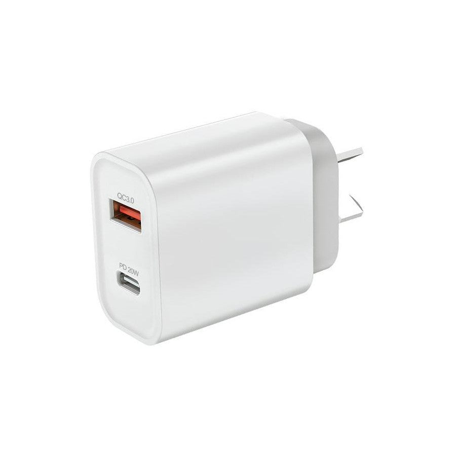 20W Dual-Port Fast Charger – USB-C PD & USB-A QC3.0