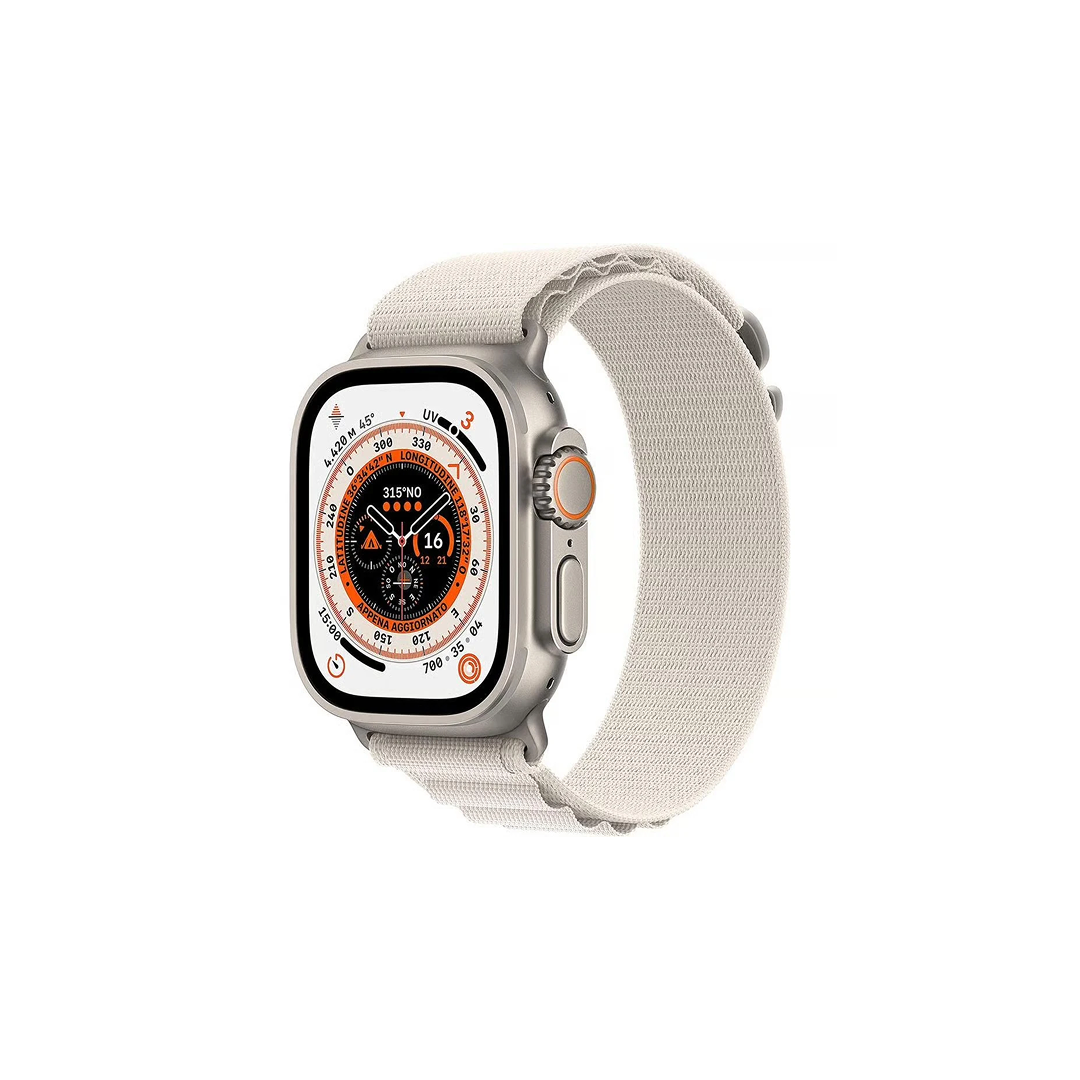 Apple Watch Ultra (2022) GPS + Cellular 49 mm - Titanium Natural Titanium - Alpine loop White