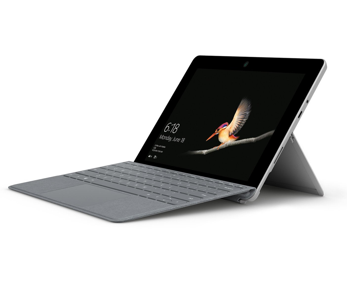 Microsoft Surface Go 4 10.5-inch tablet in Platinum - angled view